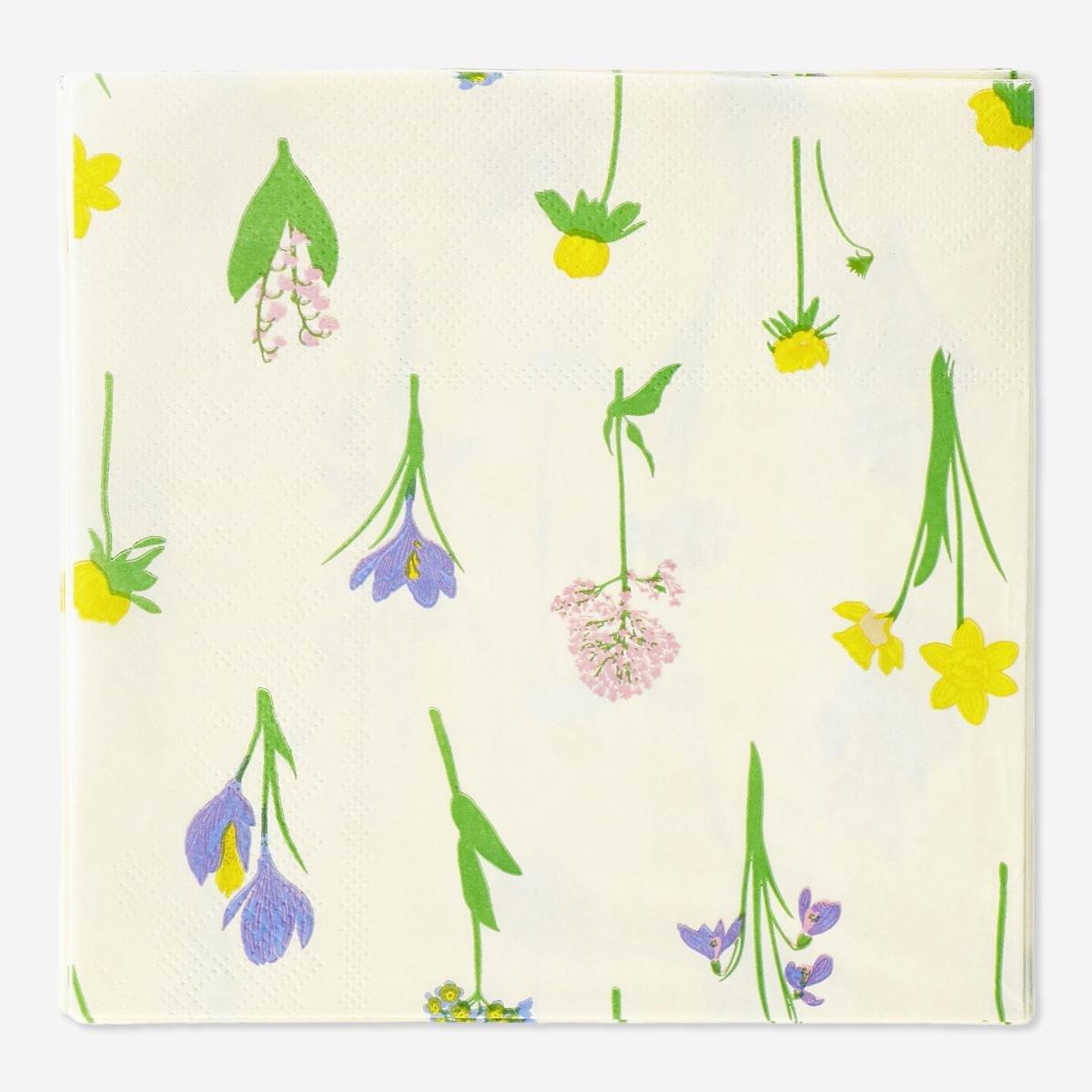 Multicolour floral napkins. 16 pcs