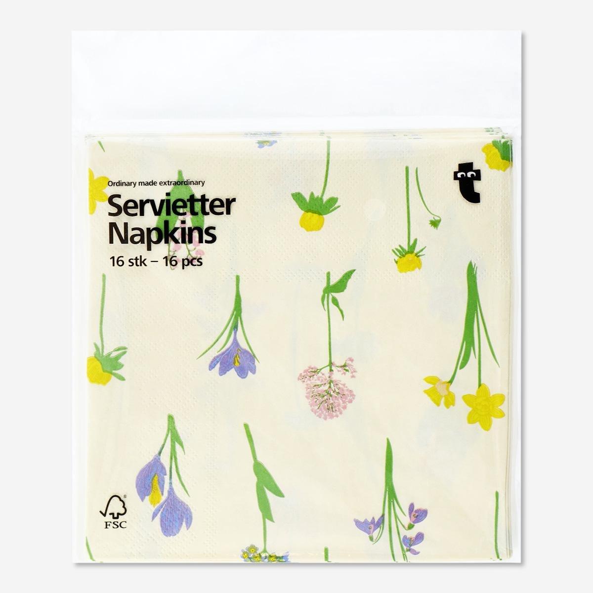 Multicolour floral napkins. 16 pcs