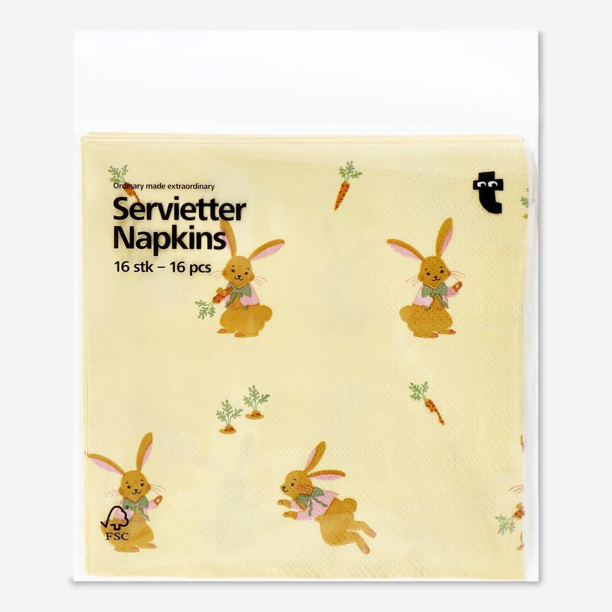 Yellow napkins. 16 pcs