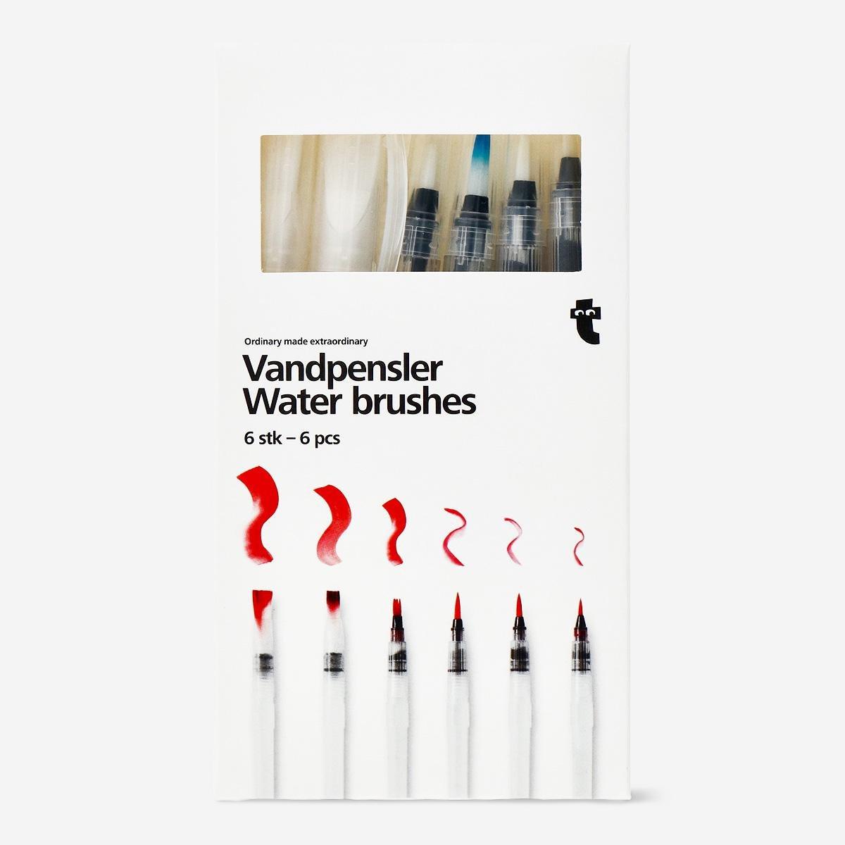 Multicolour watercolour brushes. 6 pcs