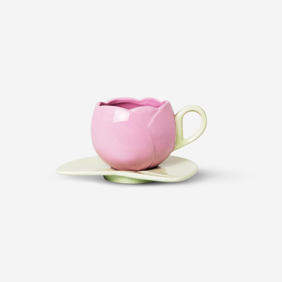 Pink flower mug. 140 ml