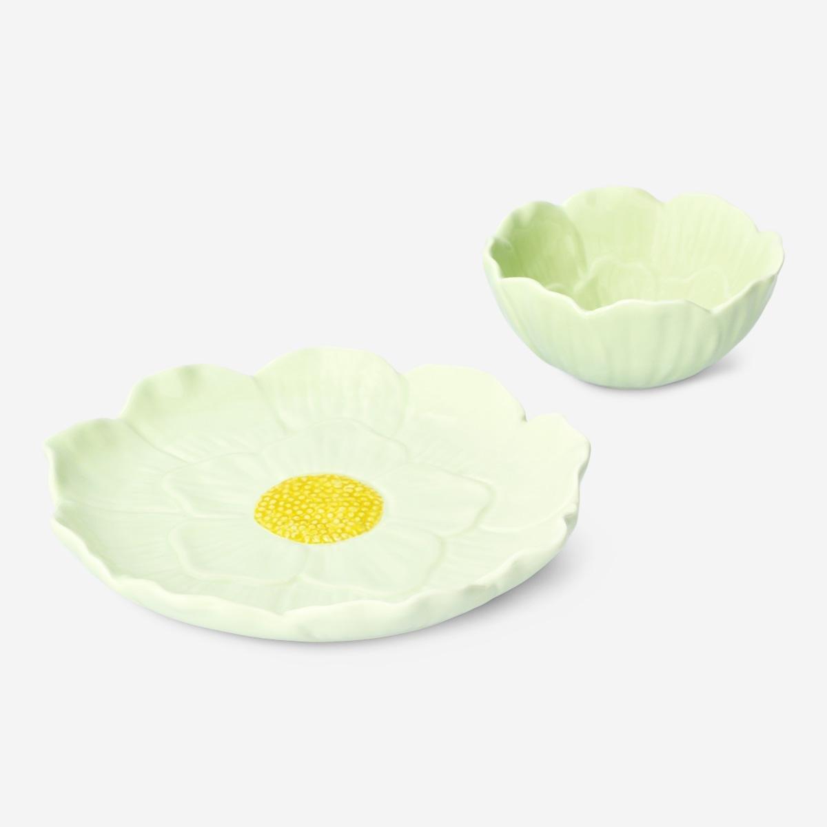 Green Flower Bowl. Medium