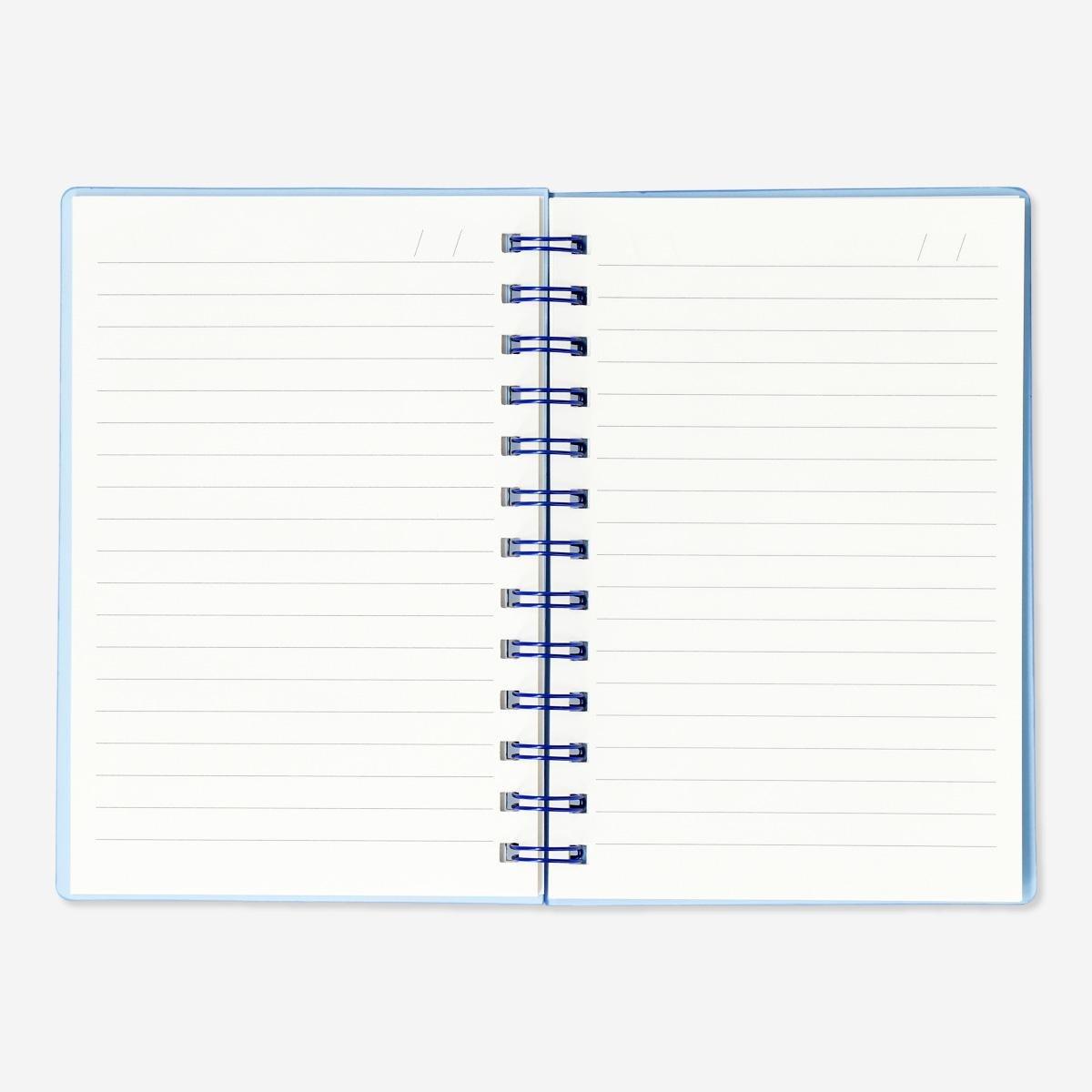 Blue notebook with calculator