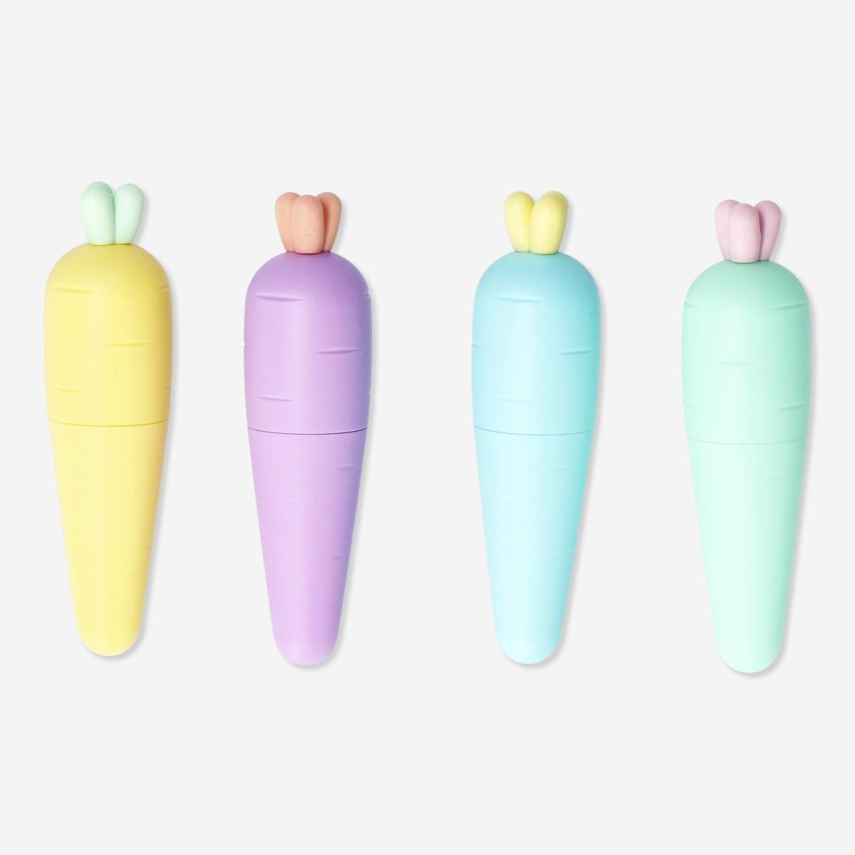 Multicolour carrot highlighters. 4 pcs