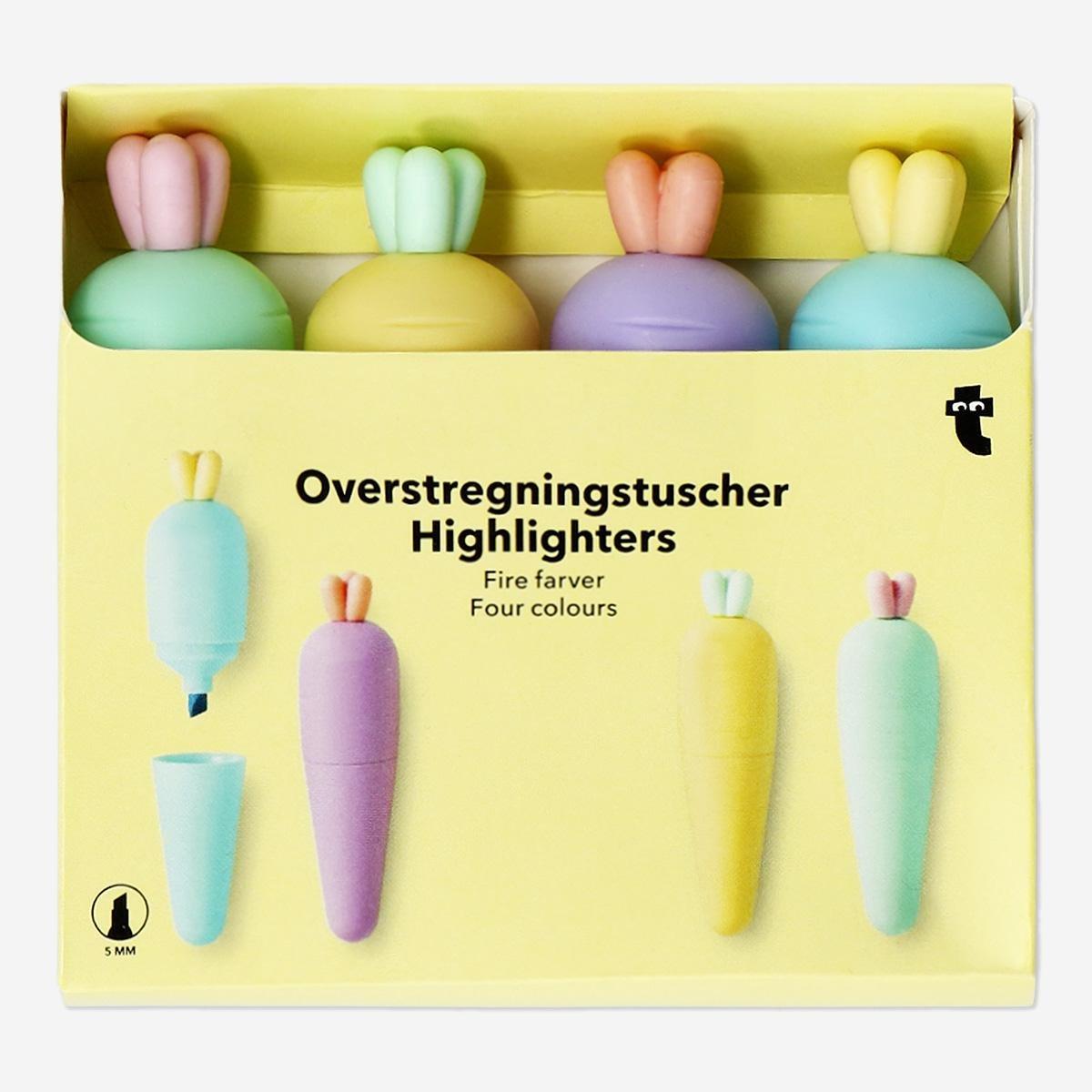 Multicolour Carrot Highlighters. 4 Pcs