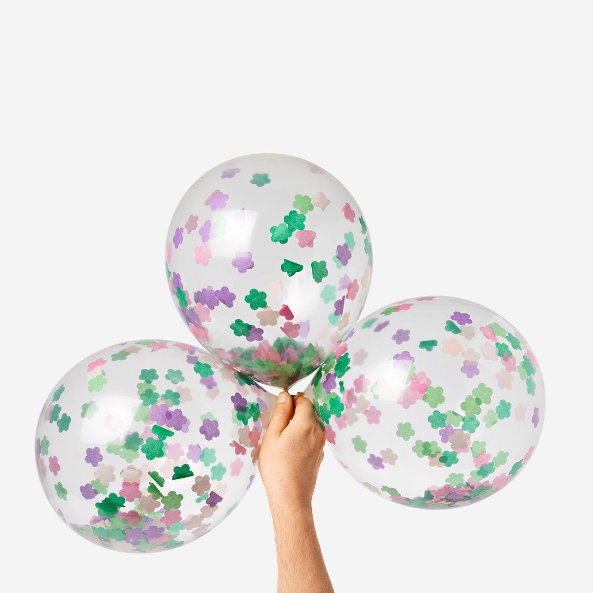 Multicolour balloons with confetti. 6 pcs