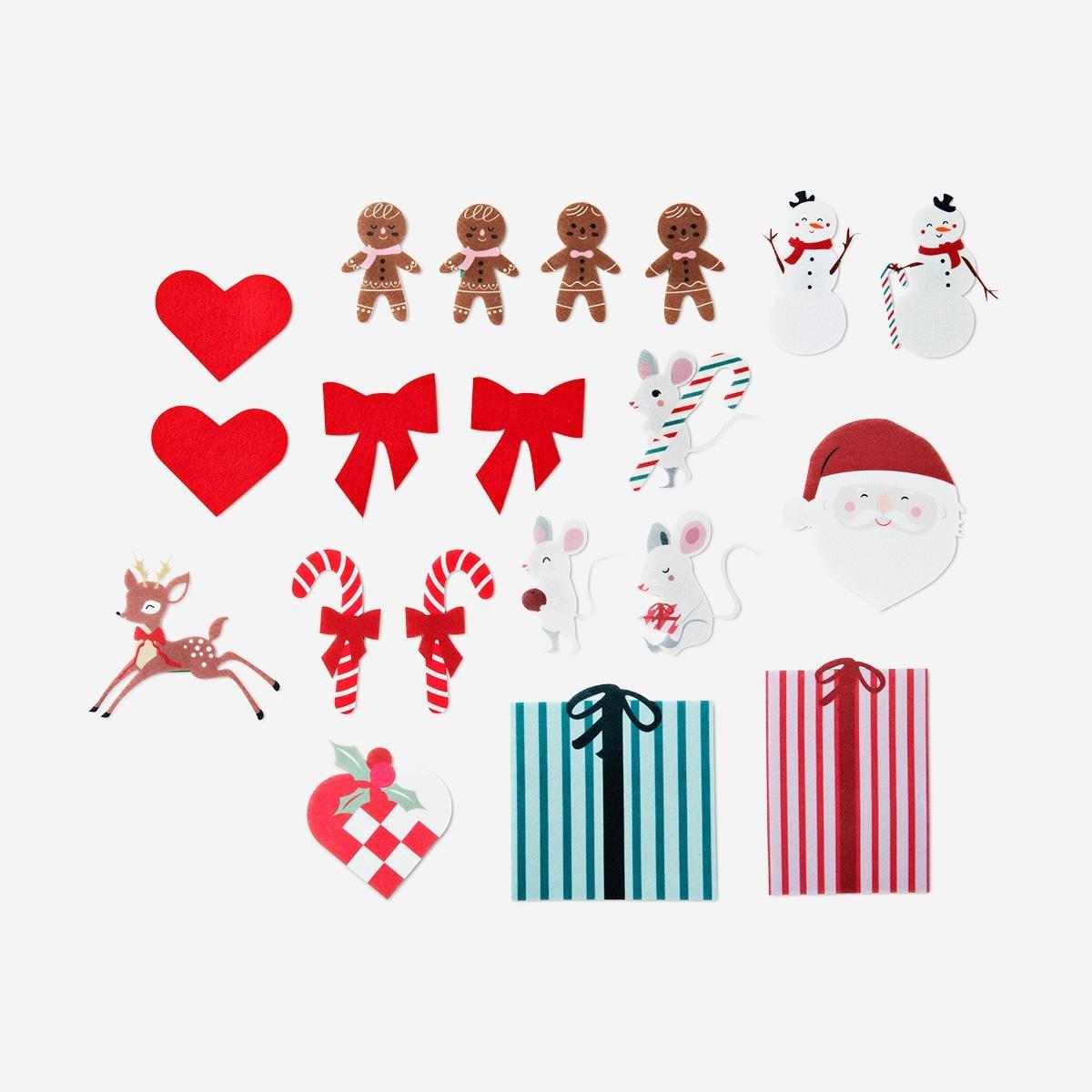 Multicolour Felt Christmas Tree Ornaments Set