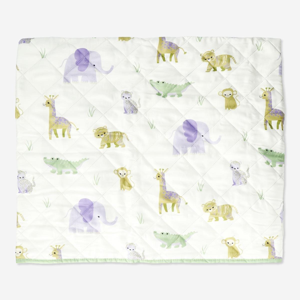 White animal patterned blanket. 110x110 cm