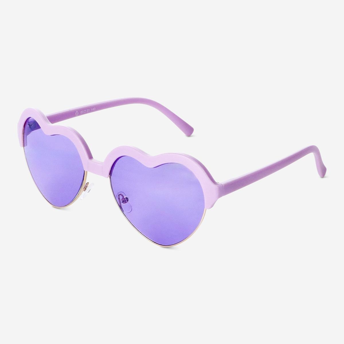 Purple heart-shaped sunglasses