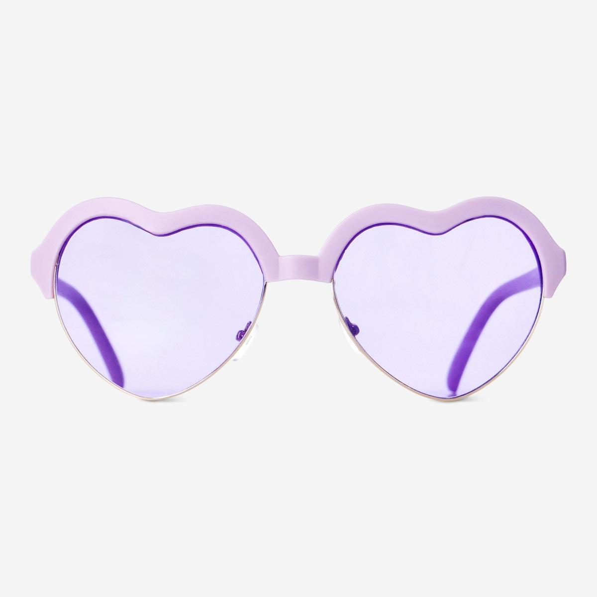 Purple heart-shaped sunglasses