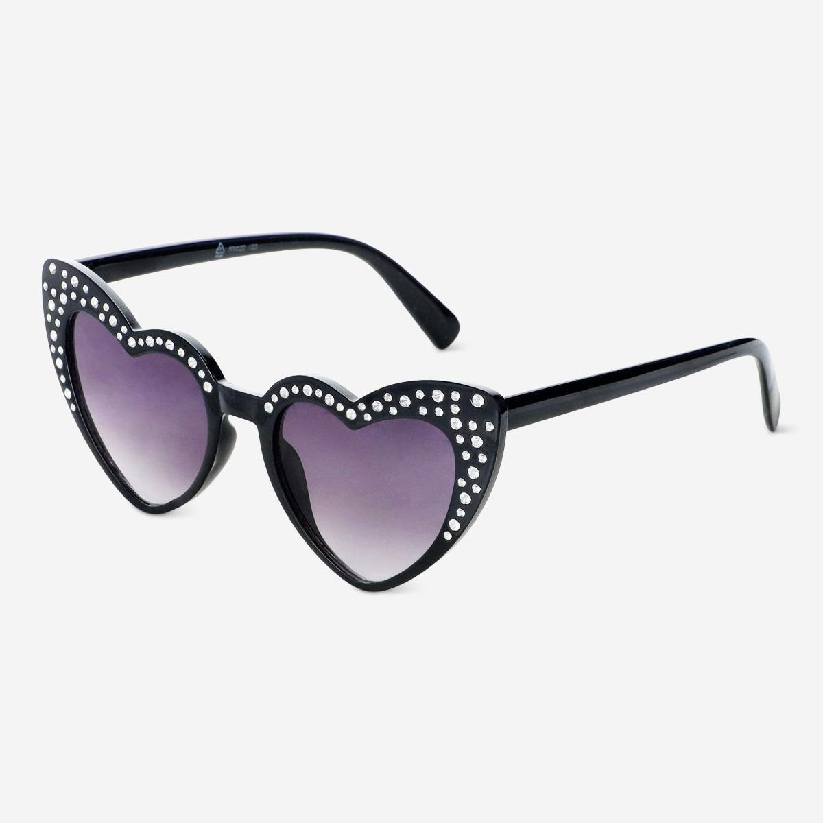 Black rhimestones heart shaped sunglasses