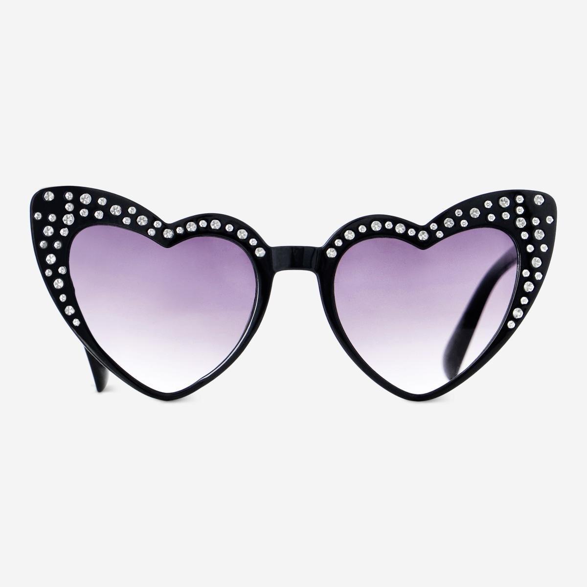 Black rhimestones heart shaped sunglasses