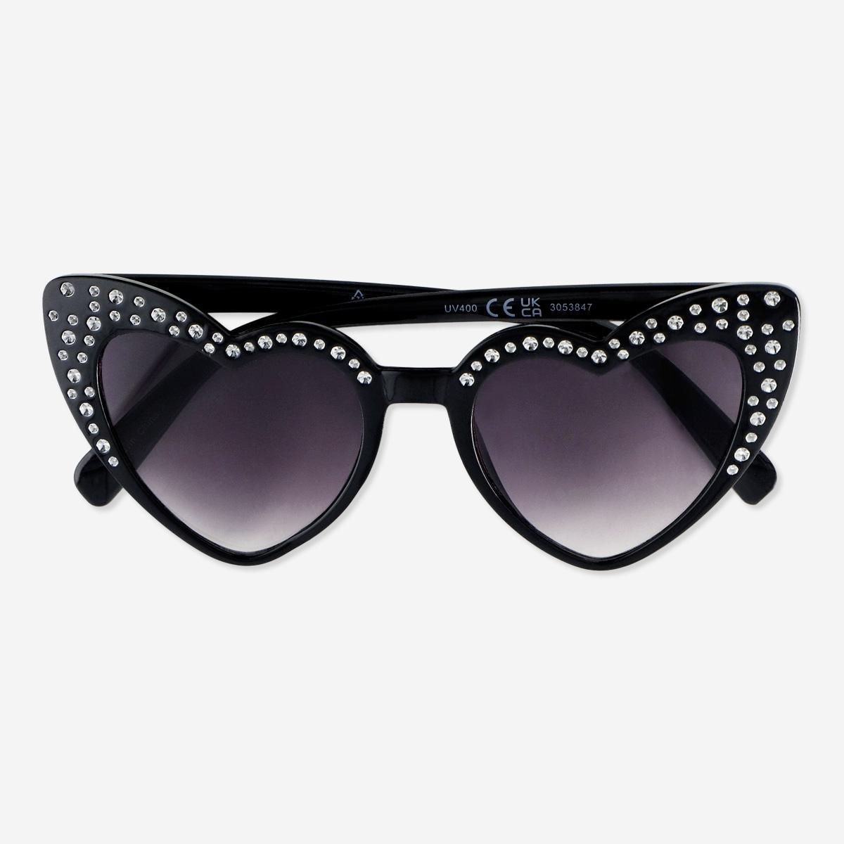 Black rhimestones heart shaped sunglasses