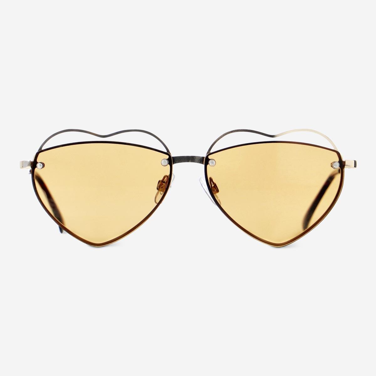 Brown heart-shaped metal sunglasses