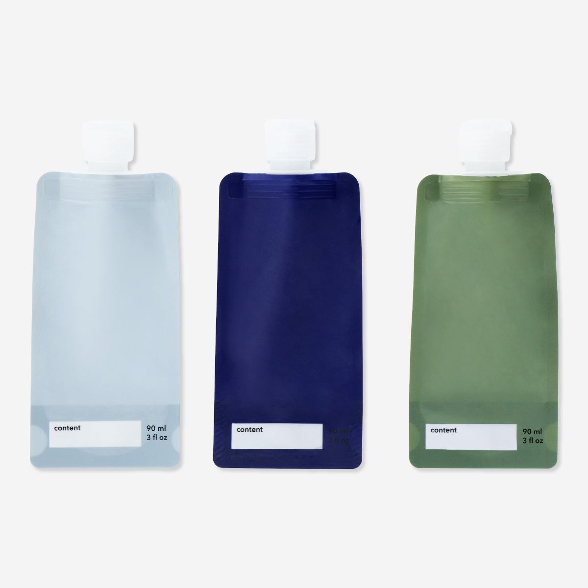 Multicolour liquid dispensers travel set. 3 pcs