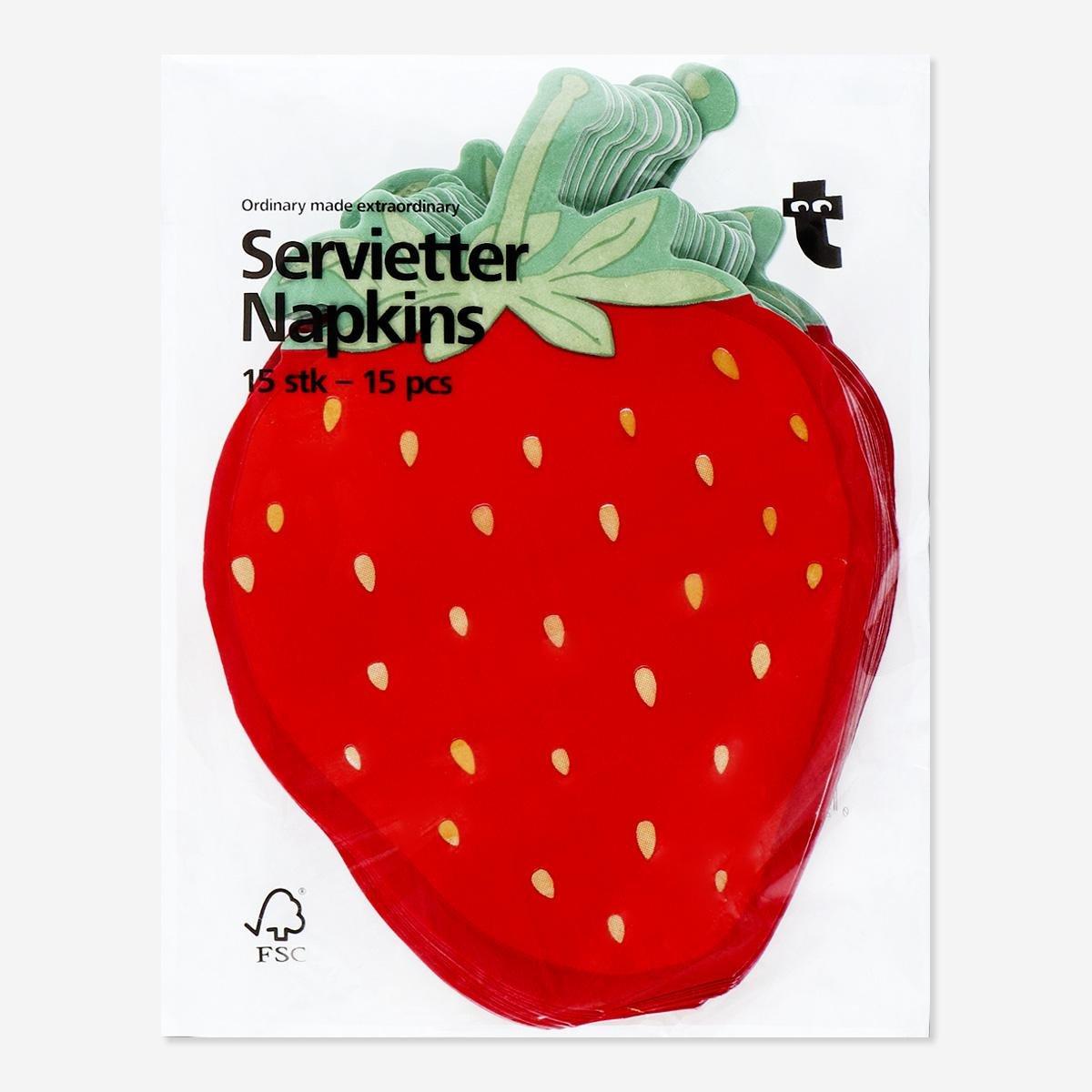 RED        Strawberry napkins - 15 pcs