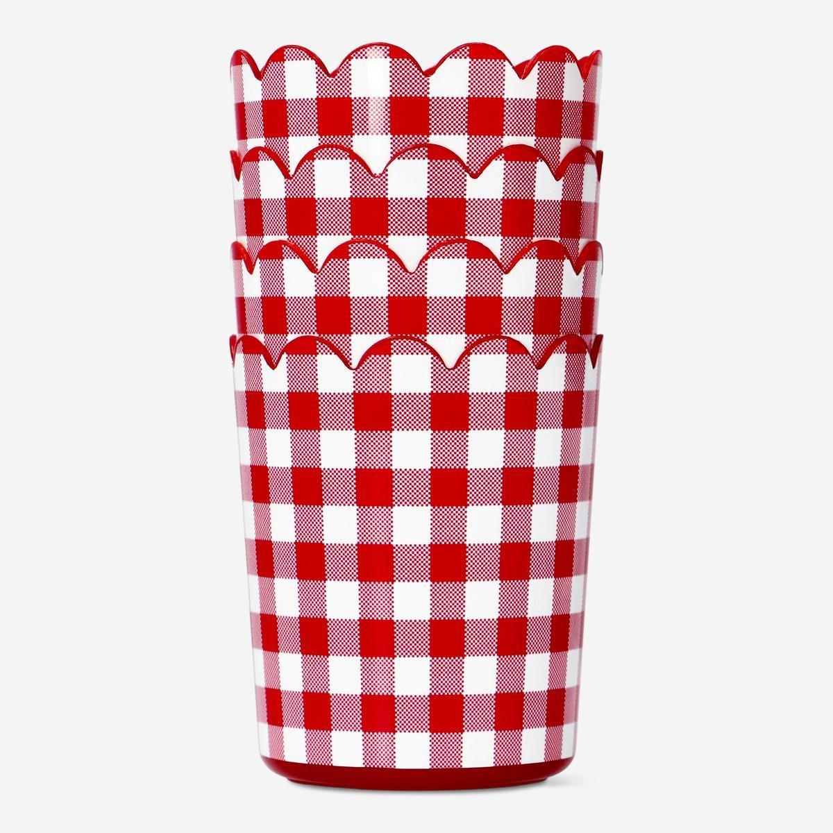Red plastic cups. 4 pcs