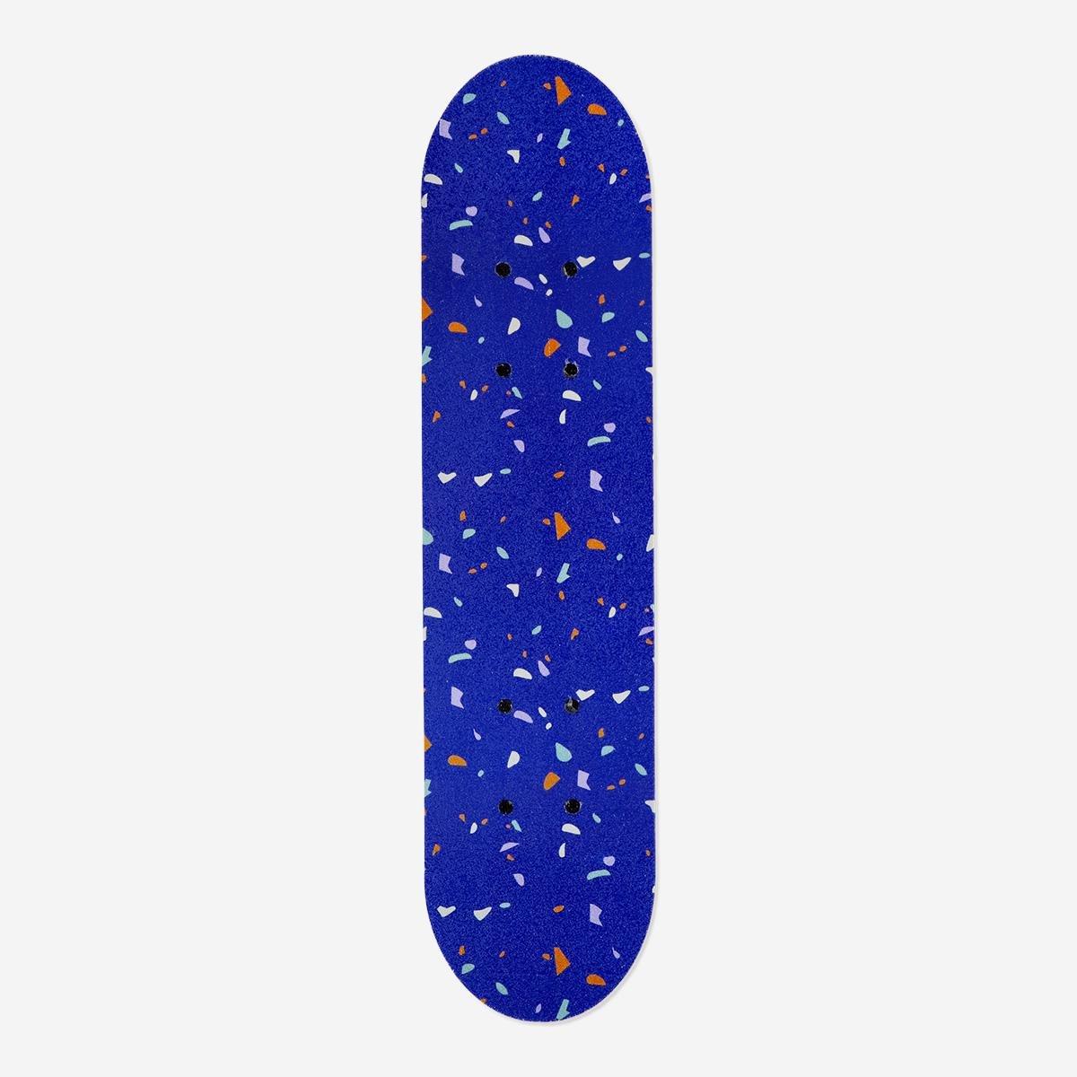 Blue patterned skateboard