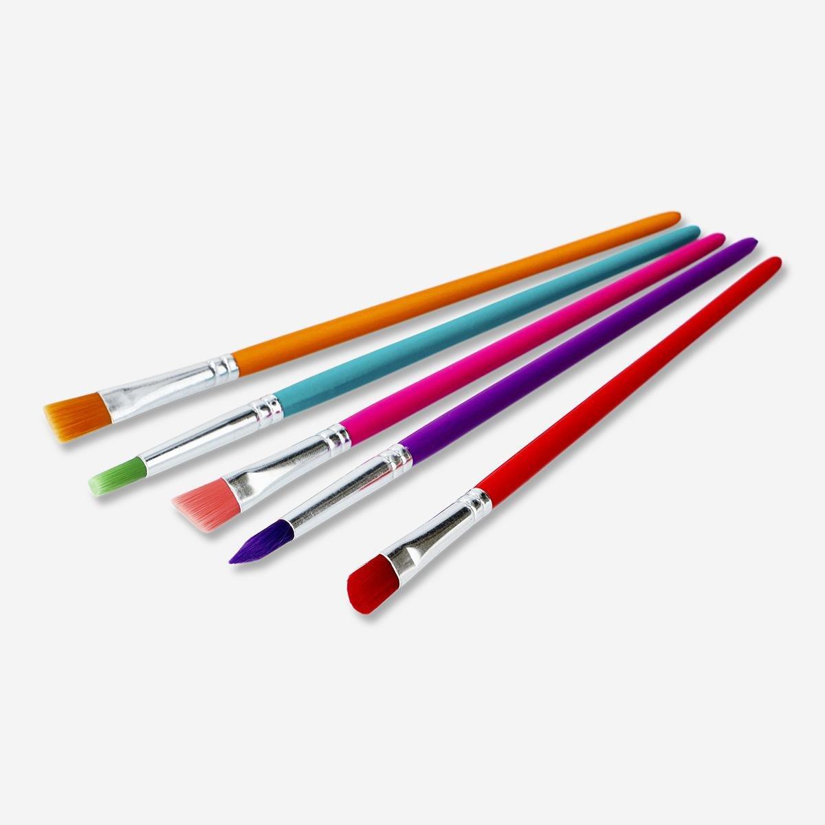 Multicolour paint brushes with synthetic bristles - 5 pcs