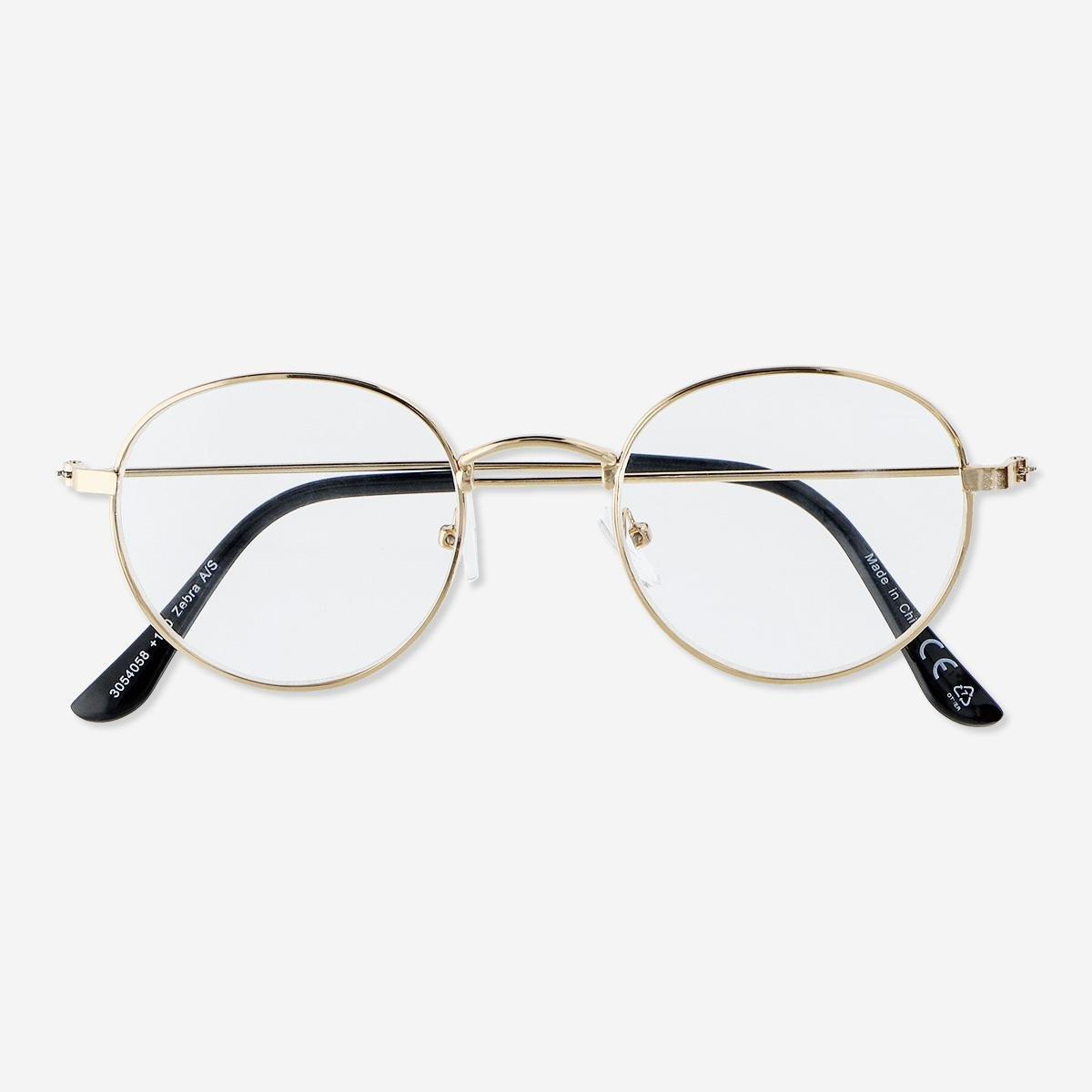 Gold reading glasses. + 2.5