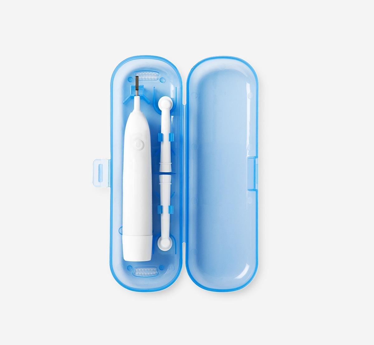 Blue electric toothbrush travel case