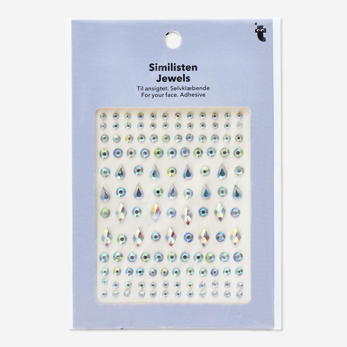 Multicolour adhesive face jewels. 100 pcs