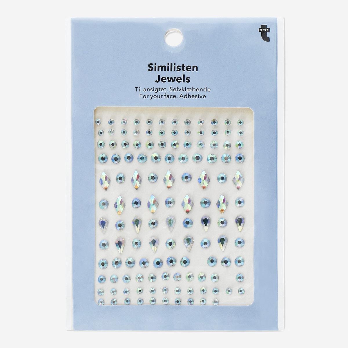 Multicolour adhesive face jewels. 100 pcs
