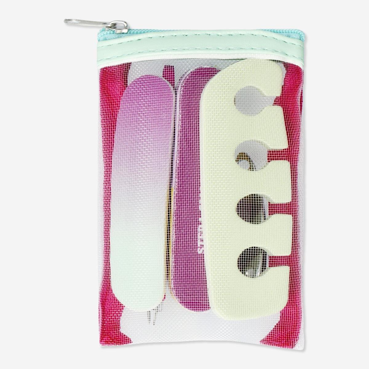 Pink compact manicure and pedicure set, 5pcs