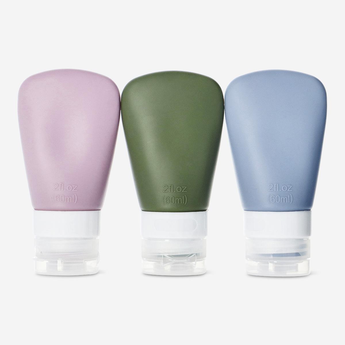 Multicolour travel bottles. 3 pcs