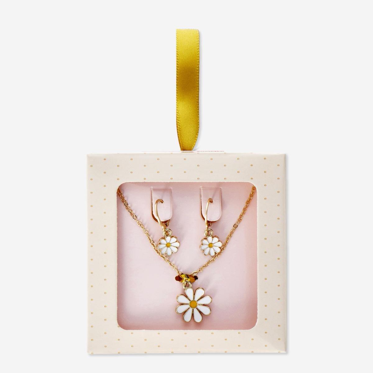 Multicolour Flower Earrings And Necklace