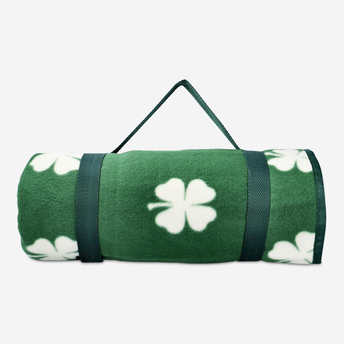 Green picnic blanket. with carrying strap