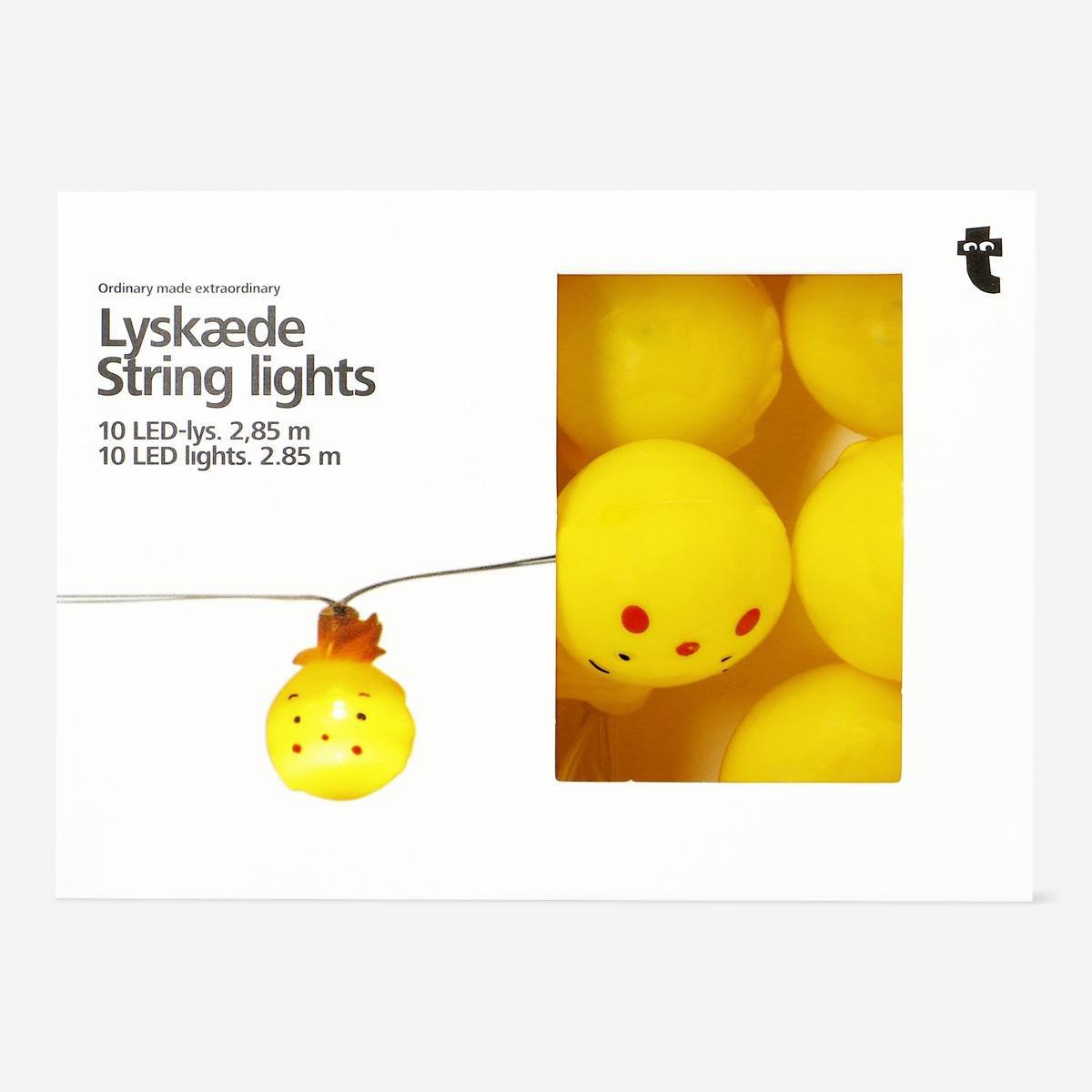 Yellow chicken string lights. 285 cm