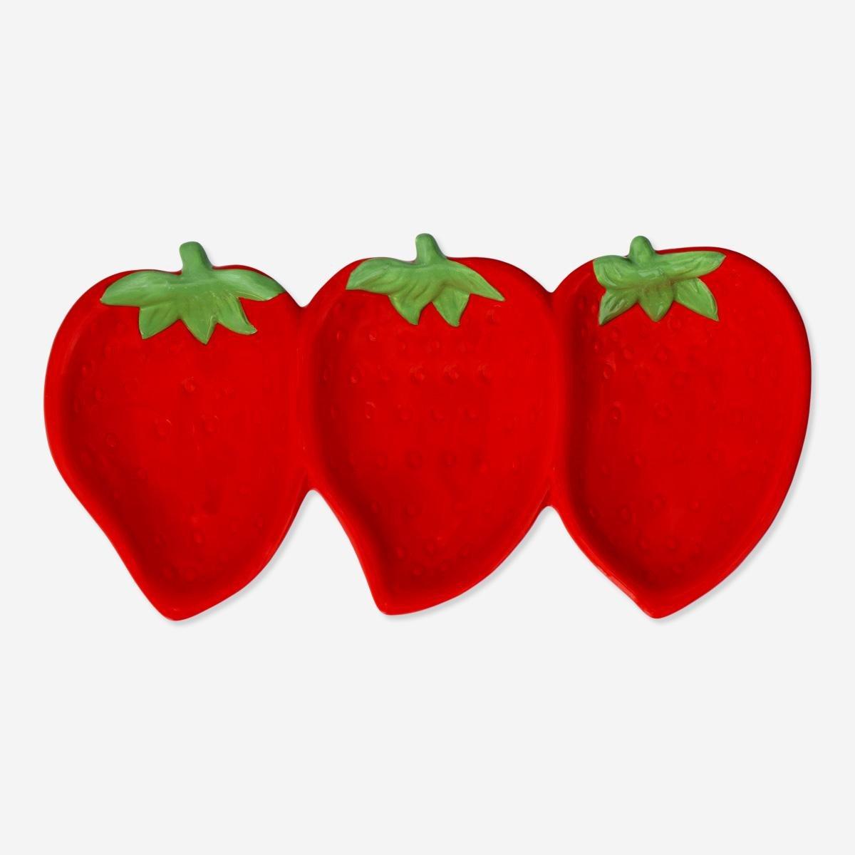 Red strawberry shape serving bowl