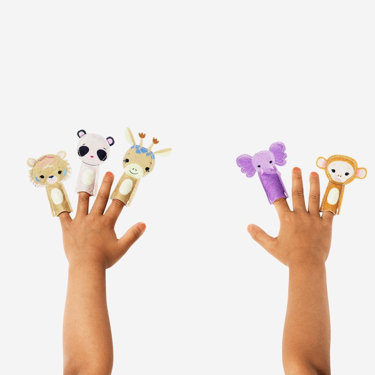 Multicolour finger puppets. 5 pcs