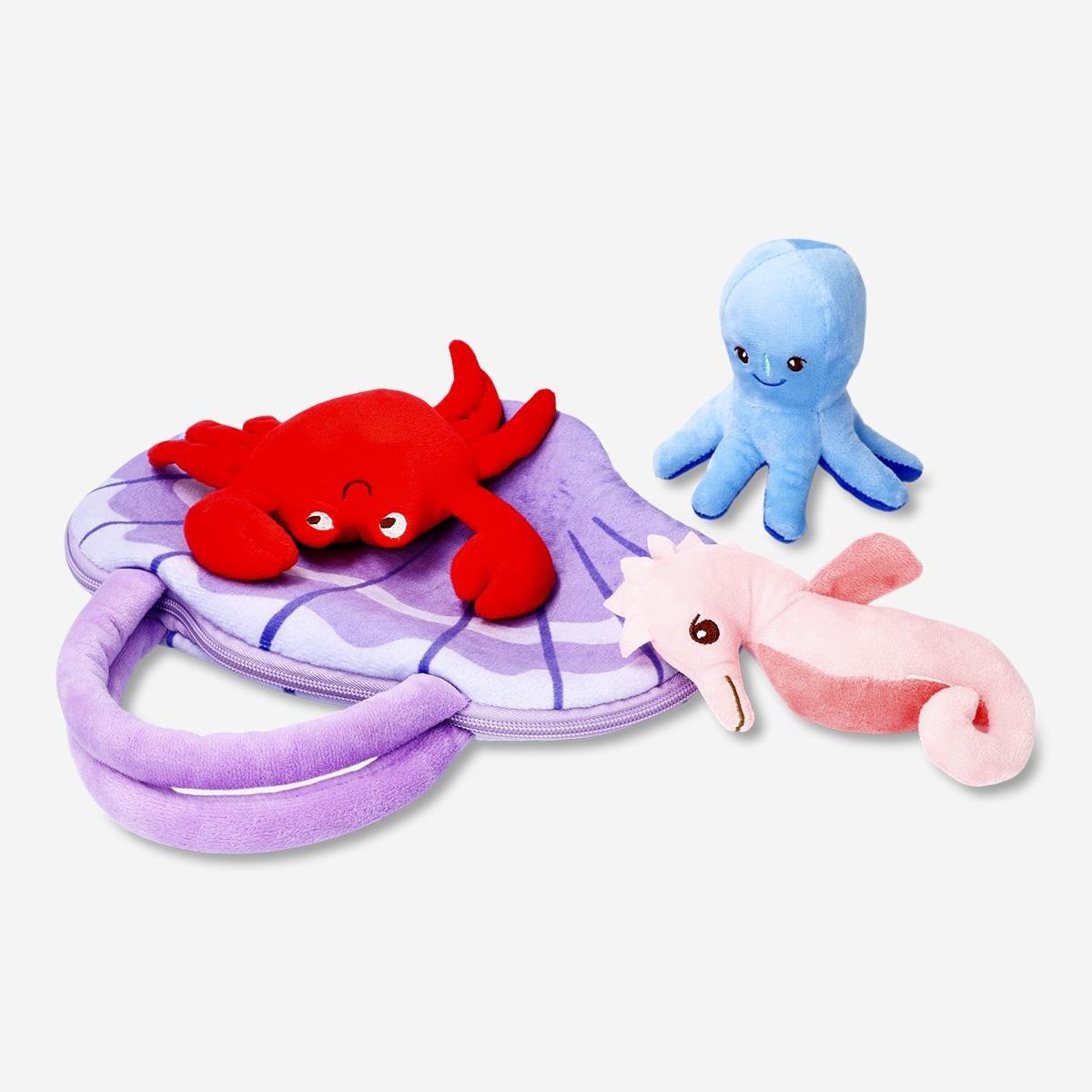 Multicolour cuddly sea animals