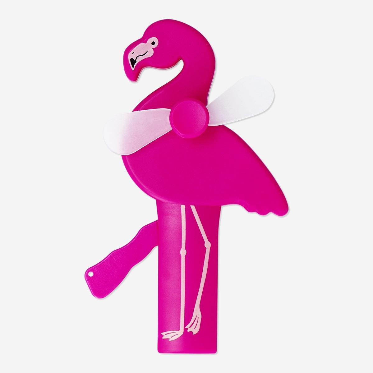 Pink handheld flamingo fan