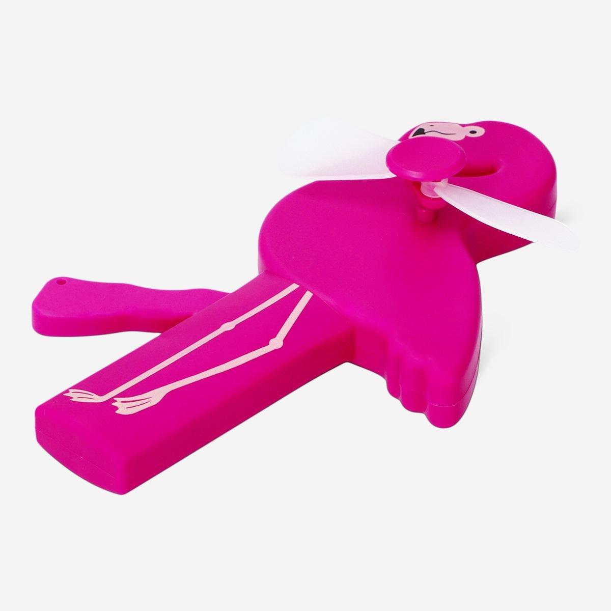 Pink handheld flamingo fan