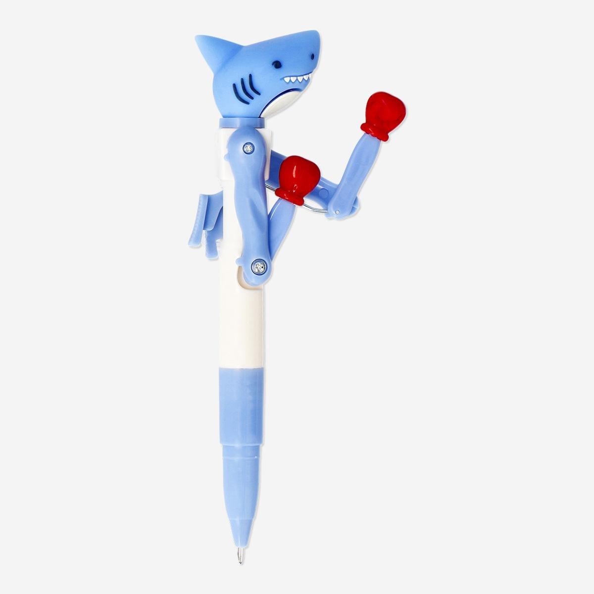 Blue boxing shark ballpoint pen