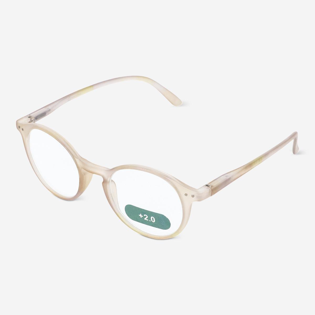 Pink Reading glasses. +2