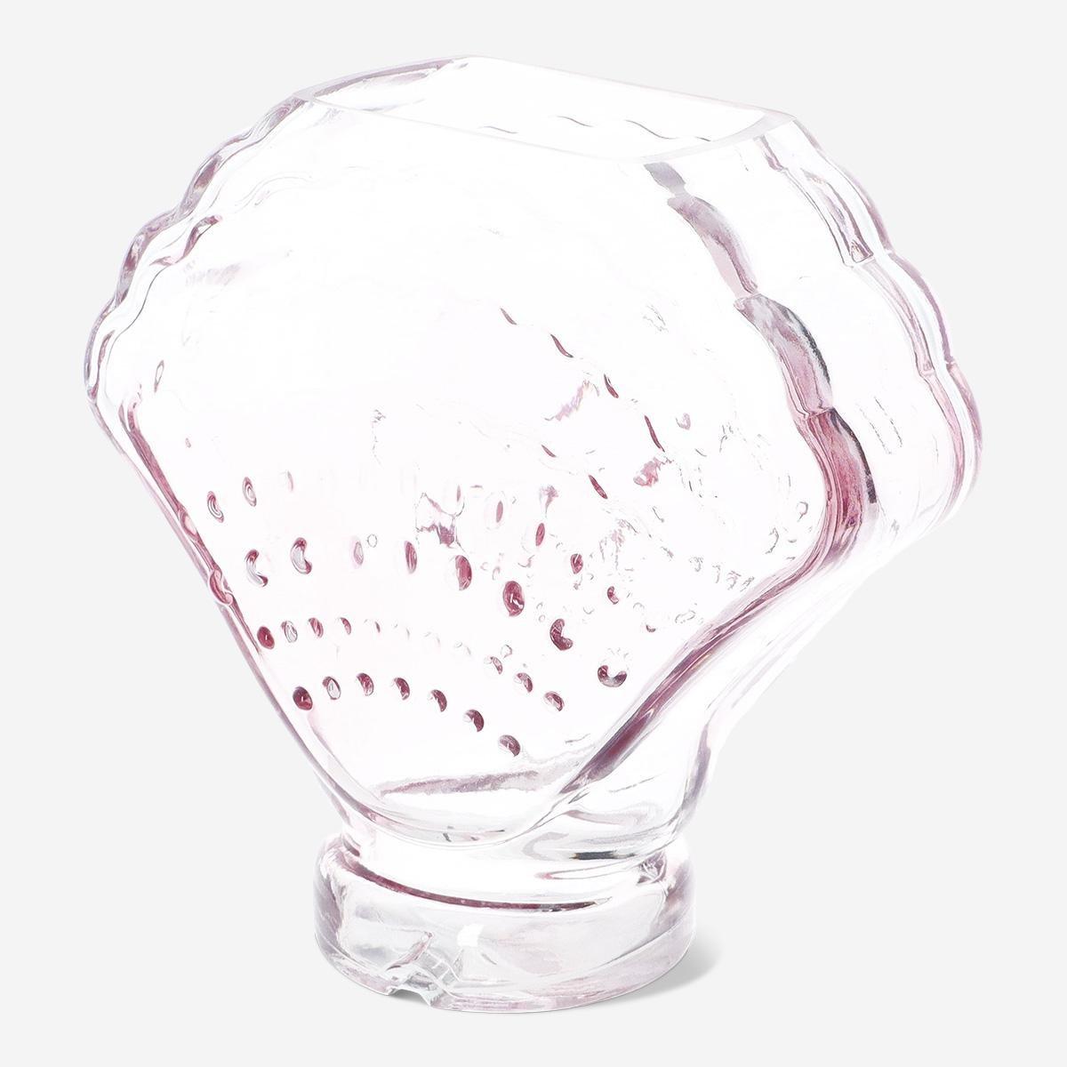 Pink glass clam vase