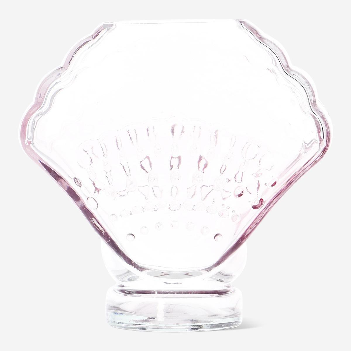 Pink glass clam vase