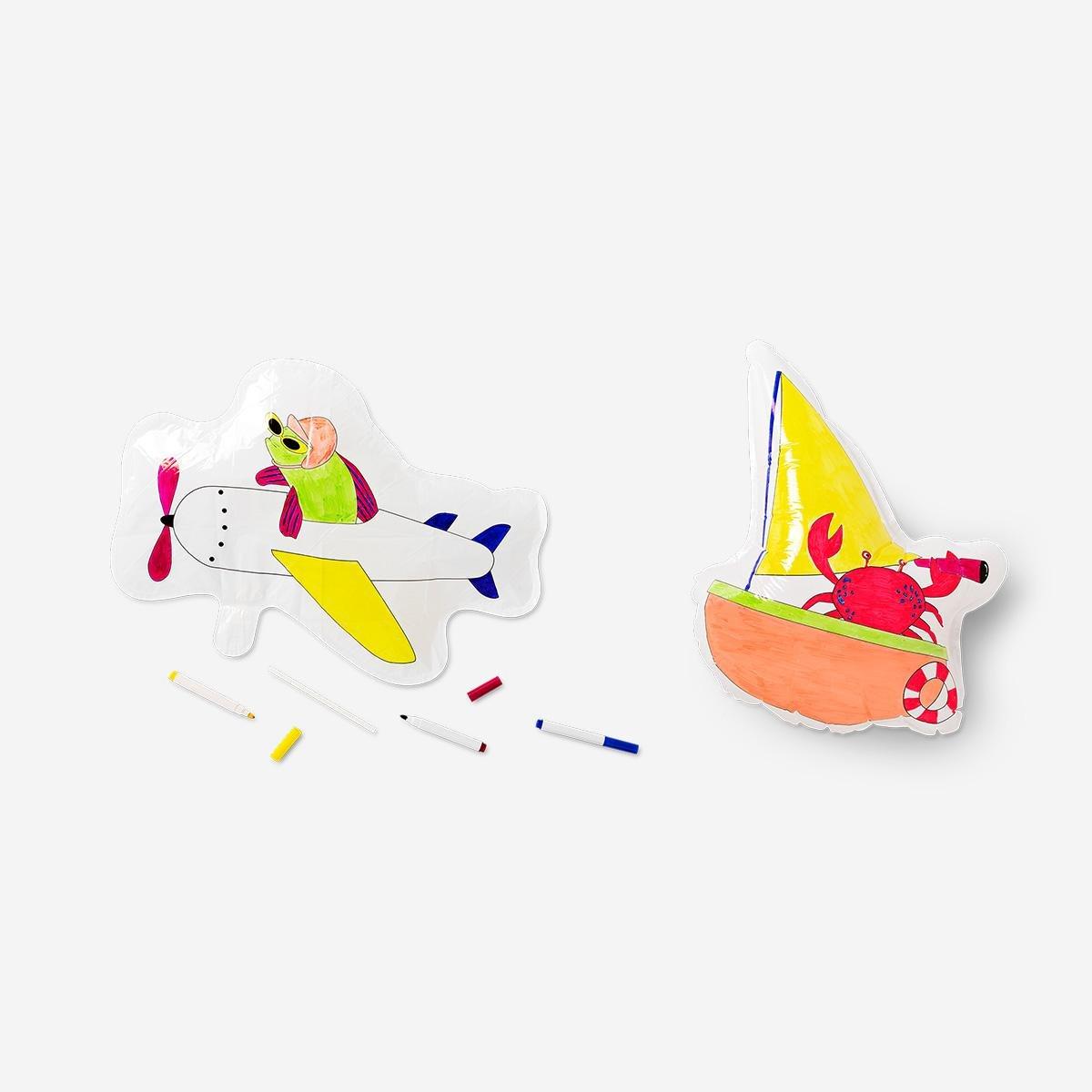 Multicolour colour-your-own inflatable animals