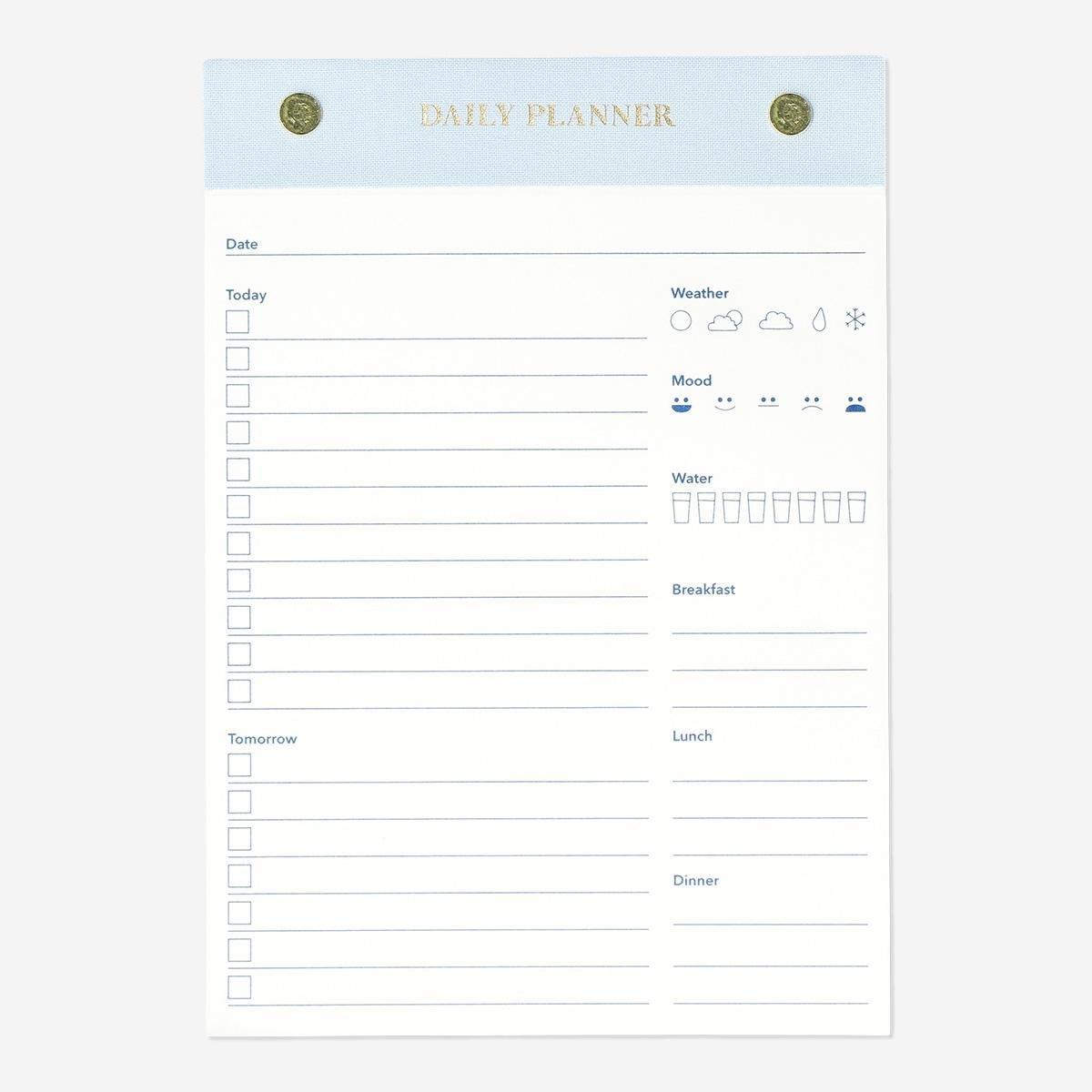 Blue daily planner pad