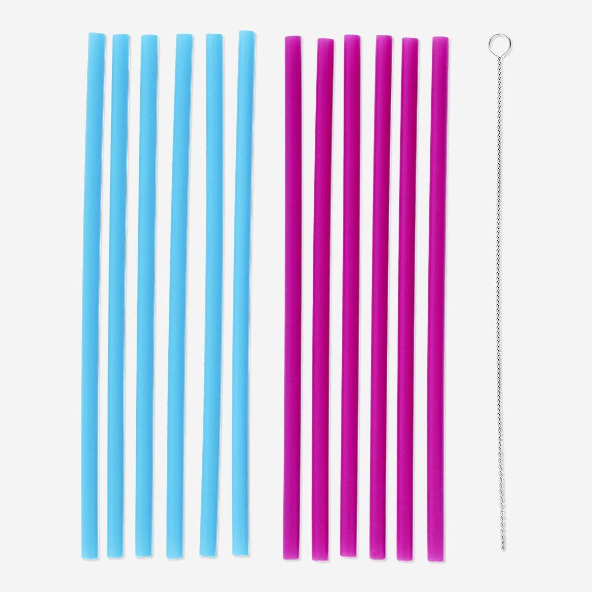 Multicolour straws with colour-changing effect. 12 pcs