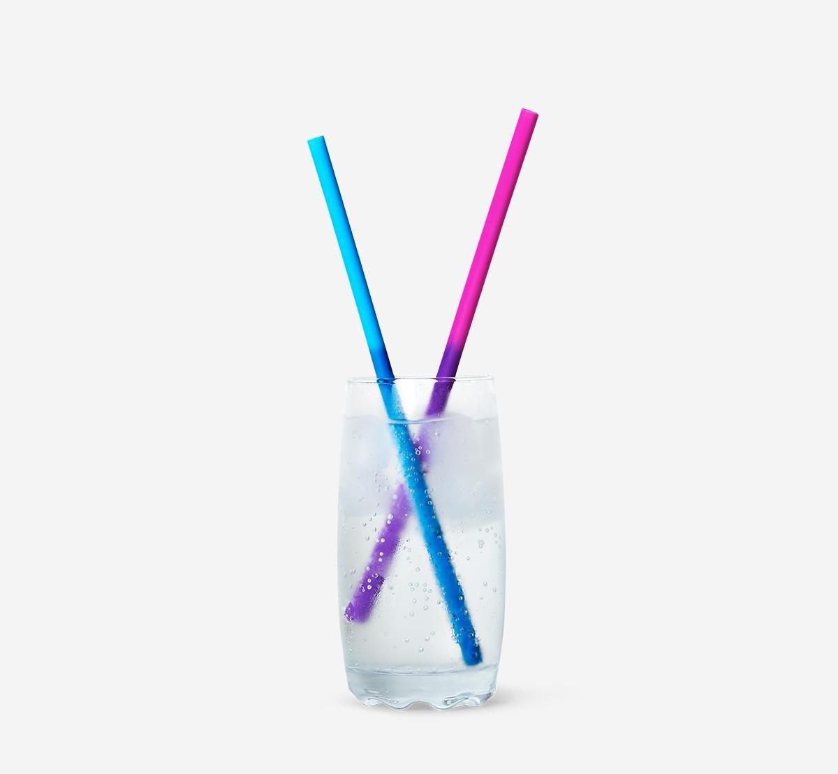 Multicolour straws with colour-changing effect. 12 pcs