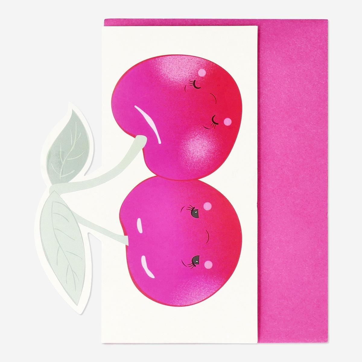Pink cherries card