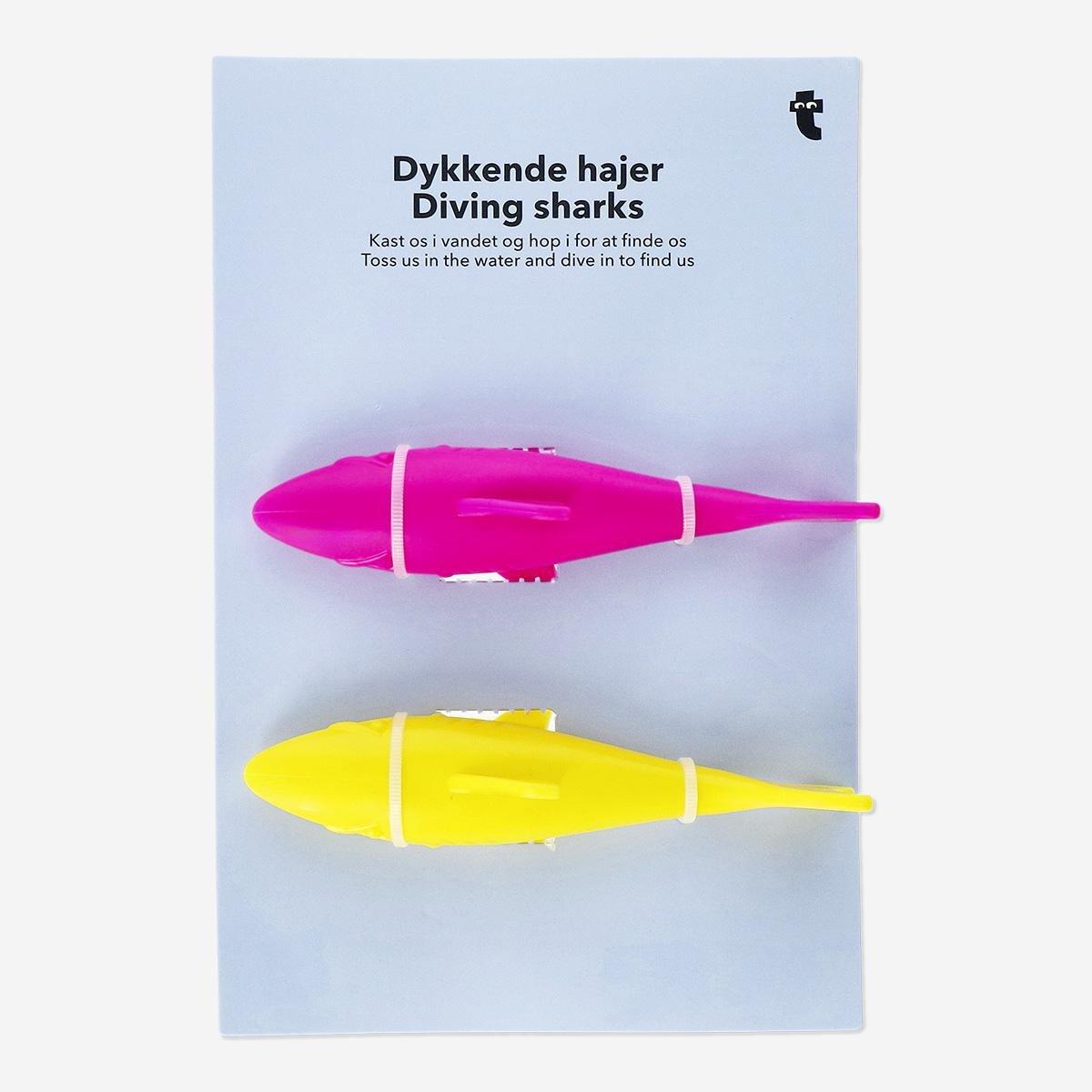 Multicolour diving sharks. 2 pcs