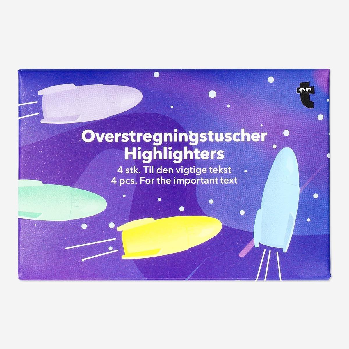 Multicolour spaceship highlighters. 4pcs