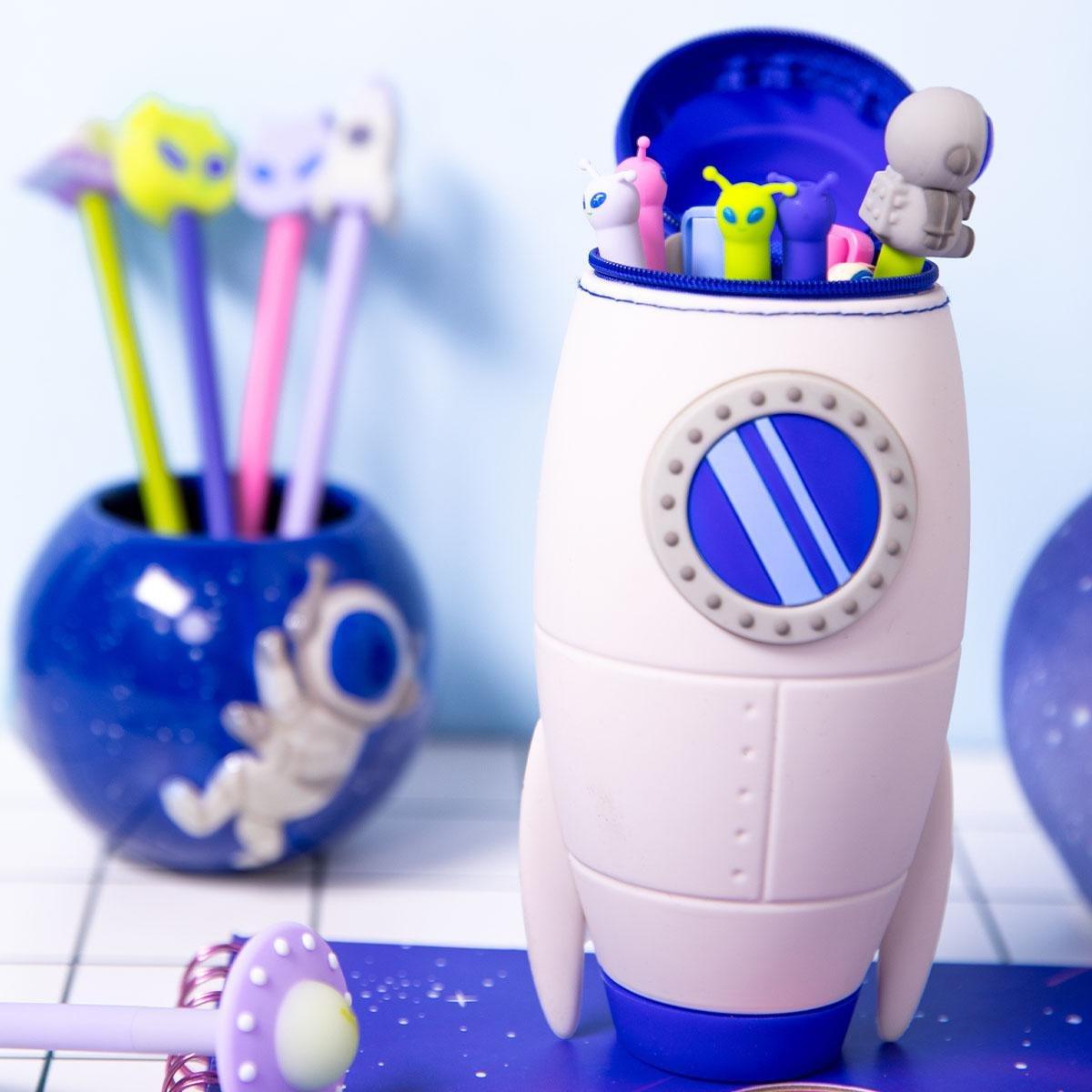 Blue spaceship pencil case