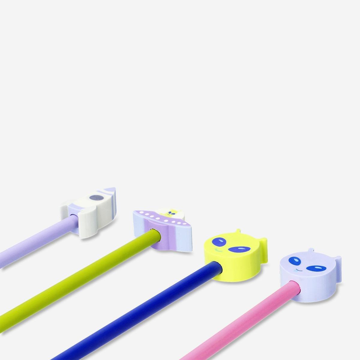 Multicolour pencils with erasers. 4pcs